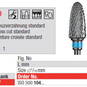 Edenta Tungsten Carbide Bur HP Cross Cut 251 Flame