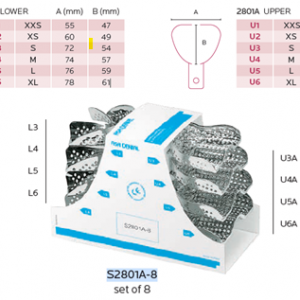 IMPRESSION TRAY METAL 4 SETS L3/L4/L5/L6/U3A/U4A/U5A/U6A 8pcs