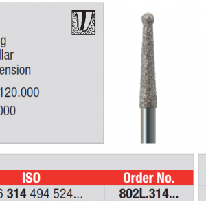 DIAMOND BUR FG ROUND WITH COLLAR LONG 802L 1 pcs EDENTA