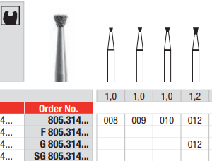 DIAMOND BUR FG INVERTED CONE 805 1 pcs EDENTA