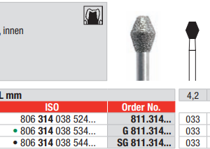 DIAMOND BUR FG BARREL 811 1 pcs EDENTA