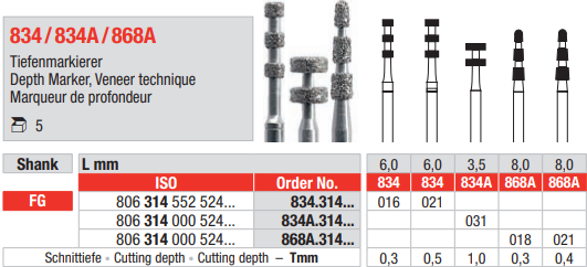 DIAMOND BUR FG DEPTH MARKER 834 1 pcs EDENTA
