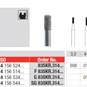 DIAMOND BUR FG ROUND EDGE CYLINDER 835 1 pcs EDENTA