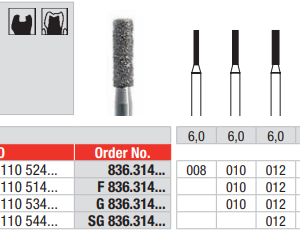 DIAMOND BUR FG CYLINDER FLAT END 836 1 pcs EDENTA