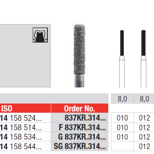 DIAMOND BUR FG ROUND EDGE CYLINDER 837 1 pcs EDENTA