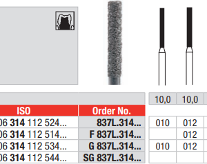 DIAMOND BUR FG LONG CYLINDER 837 1 pcs EDENTA