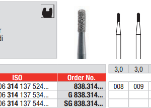 DIAMOND BUR FG ROUND EDGE CYLINDER 838 1 pcs EDENTA
