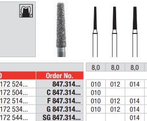 DIAMOND BUR FG FLAT END TAPER 847 1 pcs EDENTA