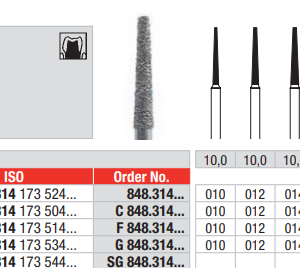 DIAMOND BUR FG FLAT END TAPER 848 1 pcs EDENTA