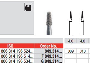 DIAMOND BUR FG ROUND END TAPER 849 1 pcs EDENTA
