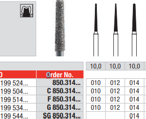 DIAMOND BUR FG ROUND END TAPER 850 1 pcs EDENTA