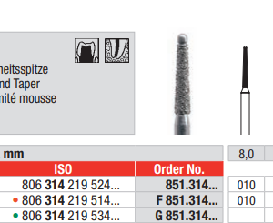 DIAMOND BUR FG ROUND SAFE END TAPER 851 1 pcs EDENTA