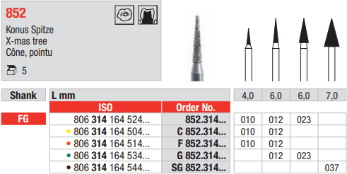 DIAMOND BUR FG X-MAS TREE 852 1 pcs EDENTA