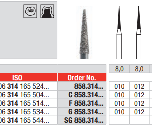 DIAMOND BUR FG NEEDLE 858 1 pcs EDENTA