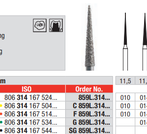 DIAMOND BUR FG LONG NEEDLE 859 1 pcs EDENTA