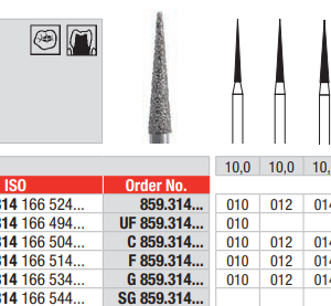 DIAMOND BUR FG NEEDLE 859 1 pcs EDENTA