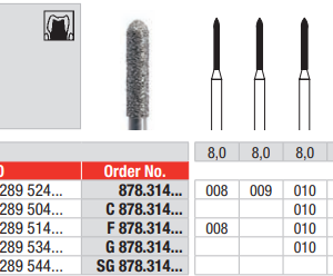 DIAMOND BUR FG CYLINDRICAL TORPEDO 878 1 pcs EDENTA