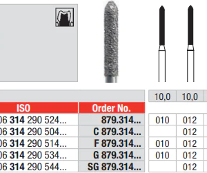 DIAMOND BUR FG CYLINDRICAL TORPEDO 879 1 pcs EDENTA