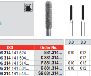 DIAMOND BUR FG ROUND END CYLINDER 881 1 pcs EDENTA