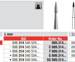 DIAMOND BUR FG FLAME 889 1 pcs EDENTA
