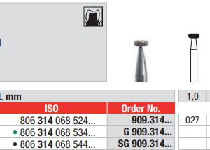 DIAMOND BUR FG ROUND WHEEL 909 1 pcs EDENTA