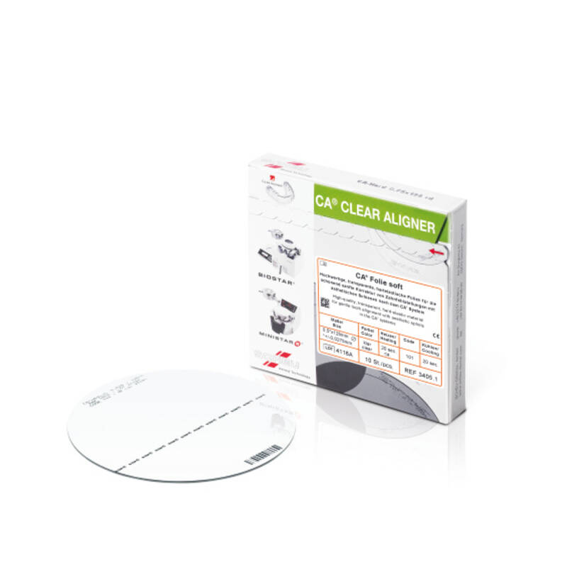 Scheu CA-Foil clear aligner foil, 125mm round, CA system labelling