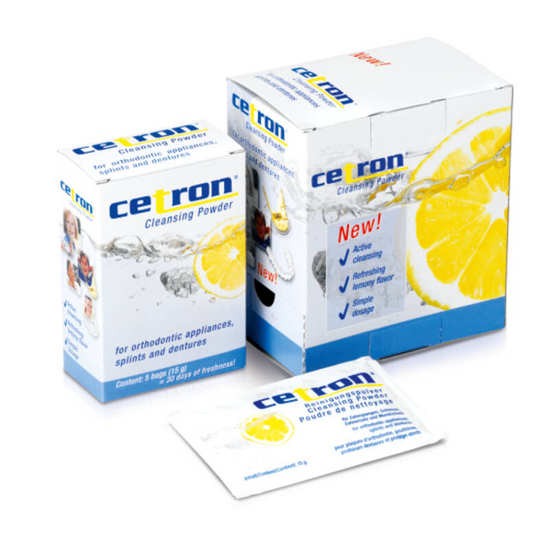 Cetron cleaning powder by Scheu for orthodontic and denture care