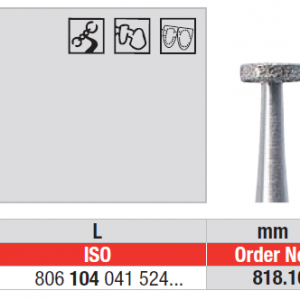 DIAMOND BUR HP D807 WHEEL SQUARE EDGE EDENTA