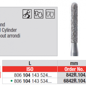 DIAMOND BUR HP D840 ROUND END CYLINDER EDENTA