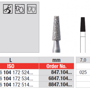 Edenta HP D847 flat end taper diamond bur for dental preparation