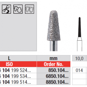 Edenta HP D850 round end taper diamond bur for dental preparation