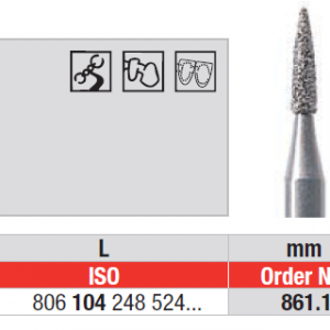 DIAMOND BUR HP D861 FLAME EDENTA