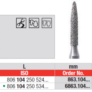 Edenta HP D863 flame diamond bur for dental preparation