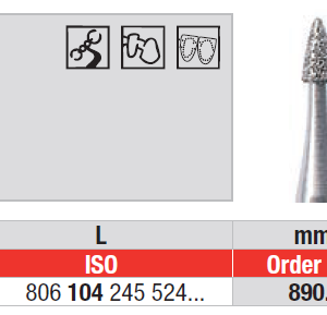 DIAMOND BUR HP D890 FLAME EDENTA
