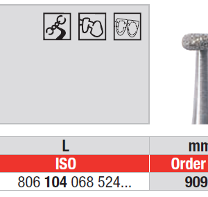 DIAMOND BUR HP D909 WHEEL ROUND EDGE EDENTA