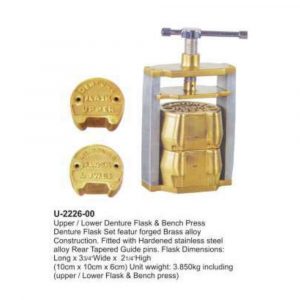 Denture curing flask and bench press set U-2226-00 - forged brass alloy with stainless steel guide pins