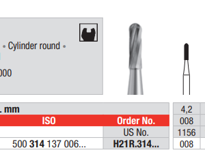 CARBIDE BUR FG CYLINDER ROUND H21R 1 pcs EDENTA