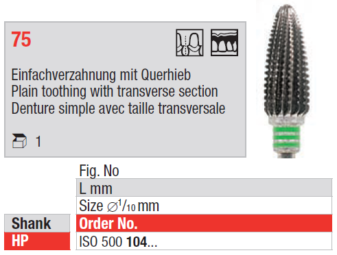 Edenta Tungsten Carbide Bur HP Transverse Cut Soft Base Trimmer