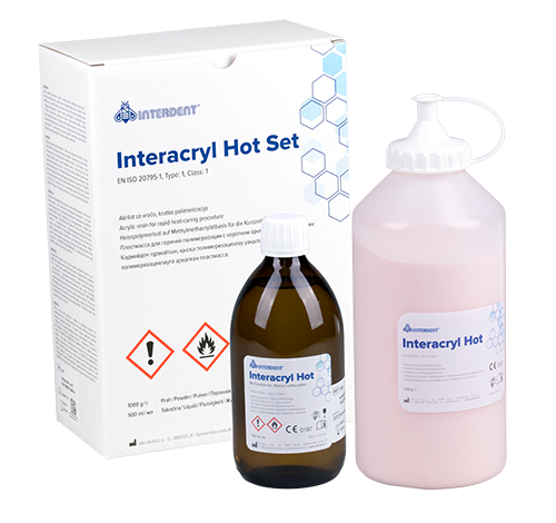 Interdent Interacryl C10 heat cure powder and liquid for dentures