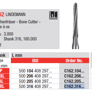 Edenta Lindemann Bone Cutter C162 FG-XL, surgical bur for bone cutting
