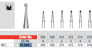 BUR RA C1 0.18 ROUND P-CUT 1pcs