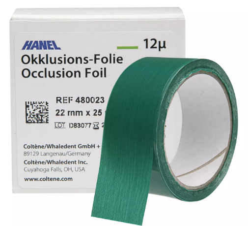 Whaledent Hanel Articulating Foil Green, 12 micron, single-sided, roll