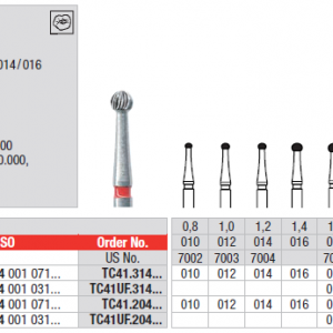 BUR FG CARBIDE TC41 1.0 ROUND FINE 12 BLADES 1pcs EDENTA
