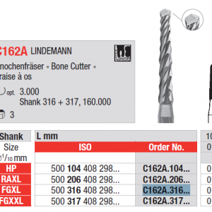 BUR FG-XL SURGICAL C162A 1.6 LINDEMANN BONE CUTTER 1pcs EDENTA