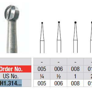 CARBIDE BUR FG ROUND PLAIN CUT H1 1 pcs EDENTA