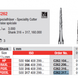 BUR FG-XXL SURGICAL C262 1.6 SPECIALITY CUTTER 1pcs EDENTA