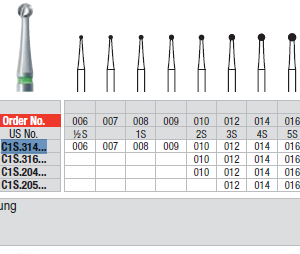 BUR FG C1S 0.009 ROUND P-CUT 1pcs