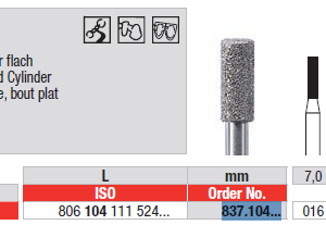BUR HP DIAMOND 837 1.2 FLAT END CYLINDER 1pcs EDENTA
